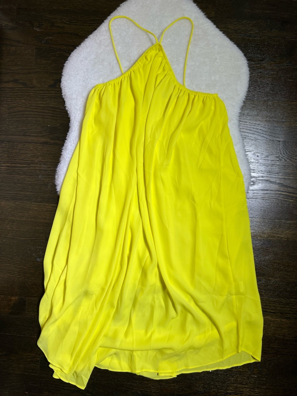 Shein Bright Yellow Halter-Neck Flowy Mini Dress Medium